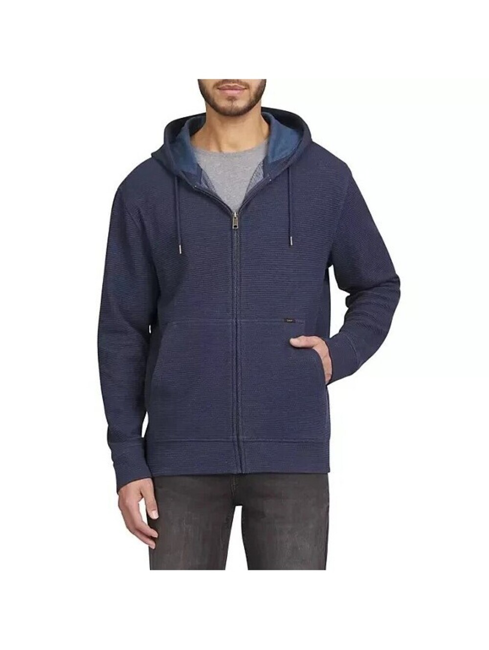 Lee Premium Regular Fit Full-Zip Textured Hoodie (Indigo) Size SMALL